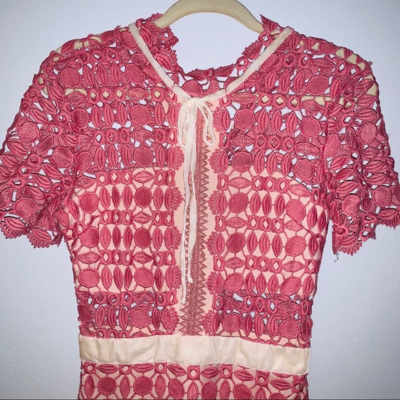 NWOT Blush and Cream Crochet Mini Dress - Picture 2 of 3